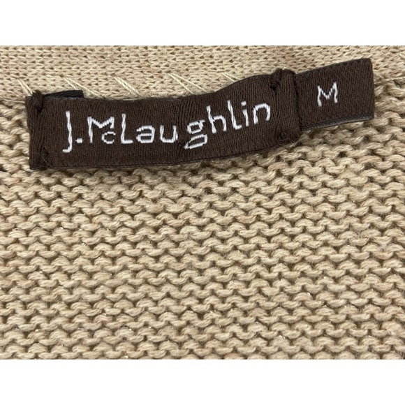 J McLaughlin Sweater Womens Gold Metallic Beaded Holiday Classic Pullover Jumper - Picture 3 of 8